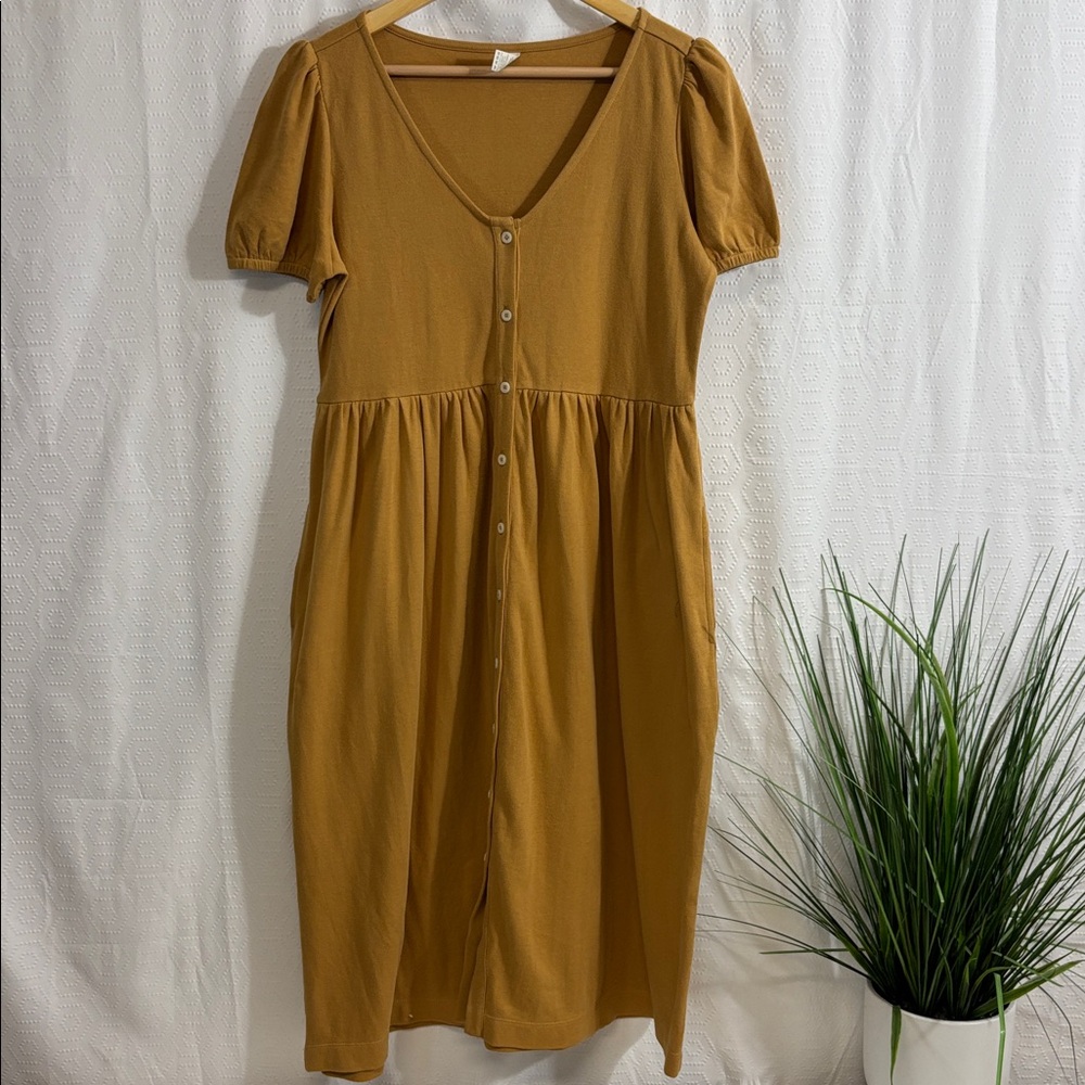 Kate Quinn Taffy Suns Button Front Pocket Dress Size S organic cotton